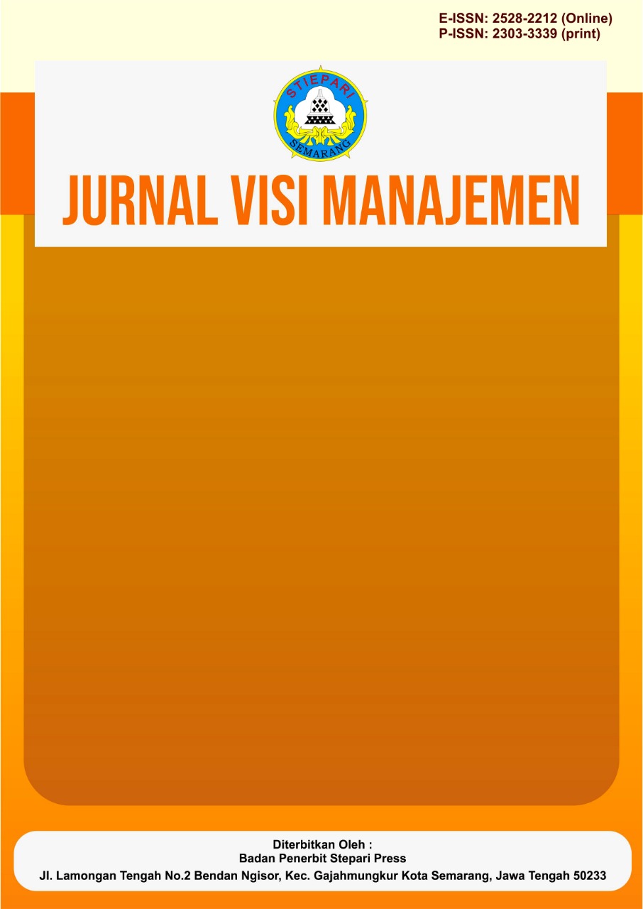 					View Vol. 9 No. 1 (2023): Januari : Jurnal Visi Manajemen
				